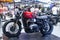 Thailand - Dec , 2018 : close up Triumph Street Scrambler - Bonneville 900 nt motorbike presented in motor expo Nonthaburi