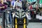 Thailand - Dec , 2018 : close up Yamaha motorbike presented in motor expo Nonthaburi Thailand