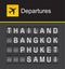 Thailand departures, Thailand flip alphabet airport, Thailand, Bangkok, Phuket, Samui