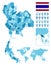 Thailand detailed administrative blue map with country flag and location on the world map.