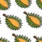 Thailand exotic fruit durian seamless pattern Thai food