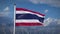 Thailand flag flying in the sunny sky - video animation