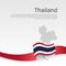 Thailand flag, mosaic map on white background. Wavy ribbon with the thai flag. Vector banner design, thailand national poster
