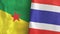 Thailand and French Guiana two flags textile cloth 3D rendering