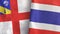 Thailand and Herm two flags textile cloth 3D rendering