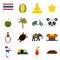 Thailand icons set, flat ctyle