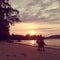 Thailand KoPhangan sunset lovers girl boy love beach sand sea nature cloud trees