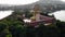 Thailand landmark. Aerial view of golden Buddha temple