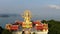 Thailand landmark. Aerial view of golden Buddha temple