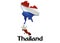 Thailand Map Flag. 3D rendering Thailand map and flag on Asia map. The national symbol of Thailand. Bangkok flag on Asia