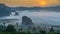 Thailand mountains in the mist sunrise, Phayao Province, North of Thailand