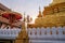Thailand ,Nan 28 Feb 2020 : Golden Pagoda of Wat Phra That Chae Hang Temple with sunset, Nan Province, Thailand