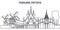 Thailand, Pattaya line skyline vector illustration. Thailand, Pattaya linear cityscape with famous landmarks, city