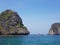 Thailand rocks in a see with ships