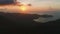 Thailand`s sunset: mountain silhouette aerial view at beautiful pink sky, clouds, Koh Phangan Island