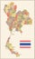 Thailand - vintage map and flag - illustration