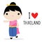 Thailand Women National Dress Cartoon Vector