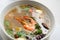 Thais tomyam soup with prawn