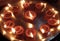 A Thali or Plate full of Clay Dias or Oil Lamps for Diwali Decoration. Diwali is an Indian Festival of Lights