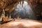 Tham khao luang cave temple.The temple inside of the cave in thailand