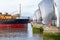 Thames Barrier with an approaching ship