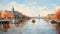 Thames Serenity: Impressionistic Canvas of London\\\'s Iconic Riverside Splendor