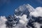 Thamserku montain peak above the clouds, Himalaya mountain range