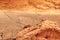 Thamudic and Nabataean petroglyphs and inscriptions on mountain in Wadi Rum desert, Jordan