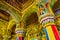 Thanjavur, Tamil Nadu, India - The high arches artworks and colorfully painted wall murals durbar hall Maratha Palace