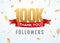 Thank you 100000 followers design template social network number anniversary. Social 100k users golden number friends