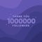 Thank you 1000000 followers, Greeting card template for social networks