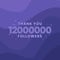 Thank you 12000000 followers, Greeting card template for social networks