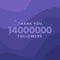 Thank you 14000000 followers, Greeting card template for social networks
