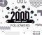 Thank you 2000 followers numbers. Glitch style banner. Congratulating multicolored thanks image for net friends likes