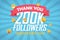 Thank you 200k followers congratulation background with emoticon. Vector illustration