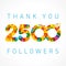 Thank you 2500 followers colored numbers