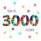 Thank you 3000 followers numbers postcard.