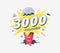 Thank you 3000 social media followers symbol