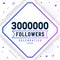 Thank you 3000000 followers, 3M followers celebration modern colorful design