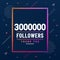Thank you 3000000 followers, 3M followers celebration modern colorful design