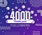 Thank you 4000 followers numbers. Glitch style banner. Congratulating multicolored thanks image for net friends likes