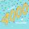 Thank you 4000 followers numbers postcard.