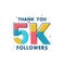 Thank you 5k Followers celebration, Greeting card for 5000 social followers