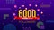Thank you 6000 followers numbers. Congratulating multicolored thanks image for net friends likes. Motion graphics.