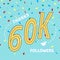 Thank you 60000 followers numbers postcard.