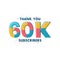 Thank you 60k Subscribers celebration, Greeting card for 60000 social Subscribers