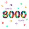 Thank you 8000 followers numbers postcard.