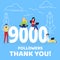 Thank you 9000 followers numbers postcard.