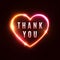 Thank you background. 3d heart neon light sign.