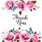 Thank You background with beautiful roses and butterflies.